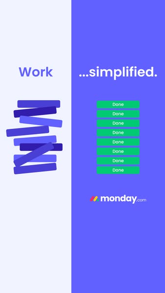 Monday.com advertentie: Work, simplified