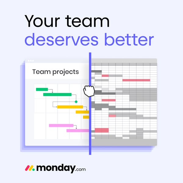 Monday.com advertentie: Your team deserves better