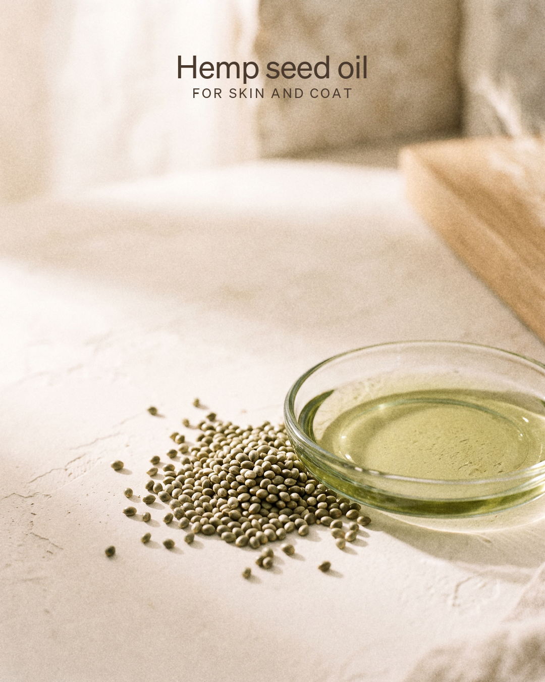 Hemp seed oil, for skin and coat